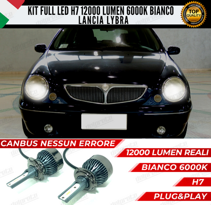 KIT FULL LED LANCIA LYBRA H7 ANABBAGLIANTI 6000K BIANCO 12000 LUMEN CANBUS LED