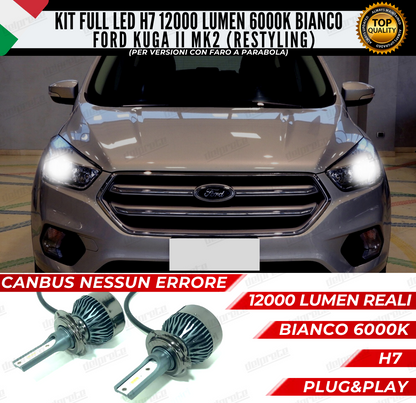 KIT FULL LED FORD KUGA II MK2 RESTYLING ANABBAGLIANTI 6000K 12000LUMEN CANBUS