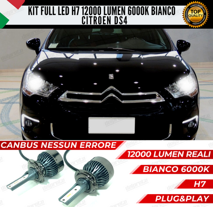 KIT FULL LED CITROEN DS4 H7 ANABBAGLIANTI 6000K BIANCO 12000 LUMEN 100% CANBUS