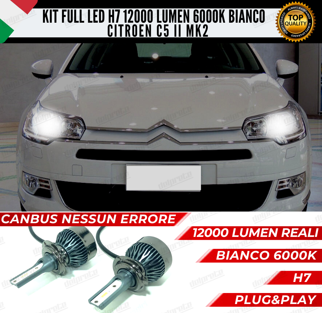 KIT FULL LED CITROEN C5 II MK2 H7 ANABBAGLIANTI 6000K BIANCO 12000 LUMEN CANBUS