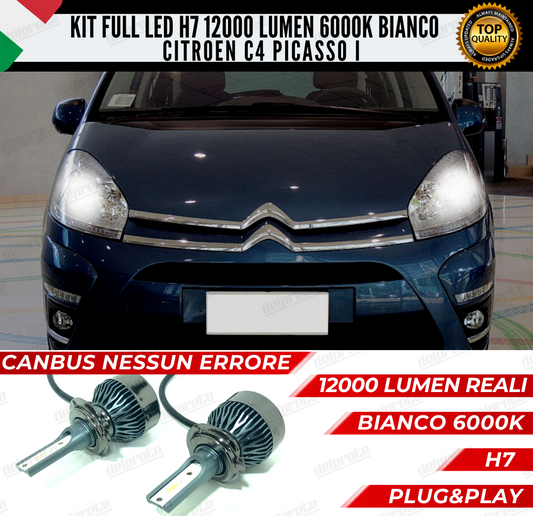 KIT FULL LED CITROEN C4 PICASSO MK1 I H7 ANABBAGLIANTI 6000K 12000 LUMEN CANBUS