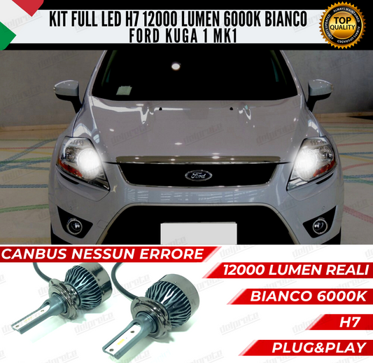 KIT FULL LED FORD KUGA I MK1 ANABBAGLIANTI 6000K BIANCO 12000 LUMEN CANBUS