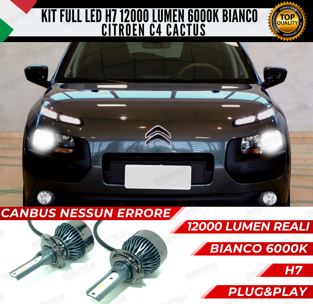 KIT FULL LED CITROEN C4 CACTUS H7 ANABBAGLIANTI 6000K BIANC 12000 LUMEN CANBUS