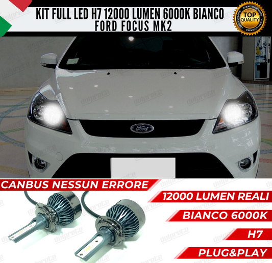 KIT FULL LED FORD FOCUS II MK2 ANABBAGLIANTI 6000K BIANCO 12000 LUMEN CANBUS