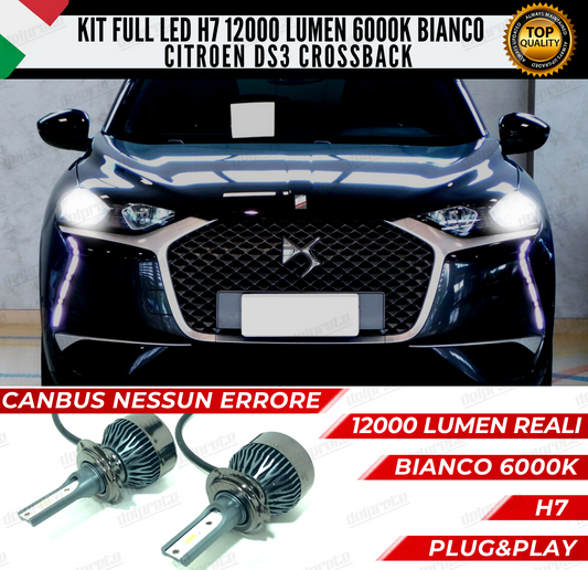 KIT FULL LED CITROEN DS3 CROSSBACK H7 ANABBAGLIANTI 6000K 12000 LUMEN CANBUS