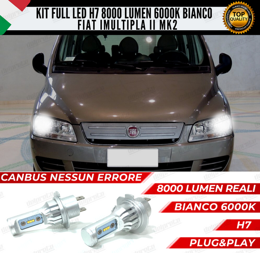 KIT FULL LED FIAT MULTIPLA II MK2 ANABBAGLIANTI 6000K BIANCO 8000 LUMEN CANBUS