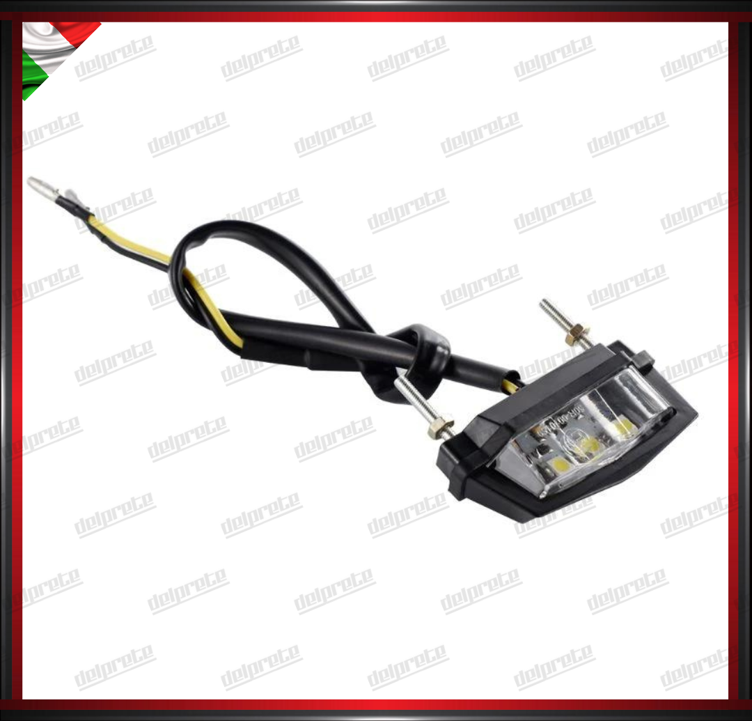 LUCE LED TARGA MOTO 3 LED 12V OMOLOGATA LUCE BIANCA CORPO NERO UNIVERSALE